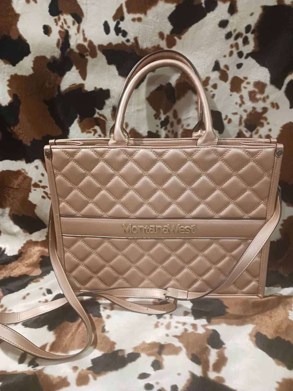 Montana West Quilted Satchel in Blush Pink
